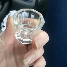 Миниатюрная акриловая стеклянная акриловая чашка для дизайна ногтей Хрустальная банка для смешивания акриловой жидкости и акрилового порошка крошечное блюдо с восьмиугольным стаканом