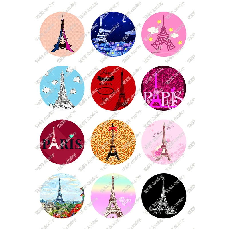 24pcs/lot Tower Pattern Glass Cabochon 10mm 12mm 14mm 16mm 18mm 20mm 25mm DIY Accessories for Bracelet Necklace Earrings T081 | Украшения и