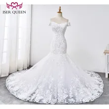 Lustrous Lace Appliques Cap Sleeves Mermaid Wedding Dress 2021 Lace up Embroidery Court Train Bride Dress Mermaid WX0033