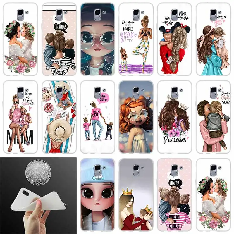 

Soft silicone Phone Cover Baby Mom Girl FOR Samsung Galaxy J6 J4 J8 J7 2018 Plus J3 J5 J7 Prime Pro 2017 2016 case