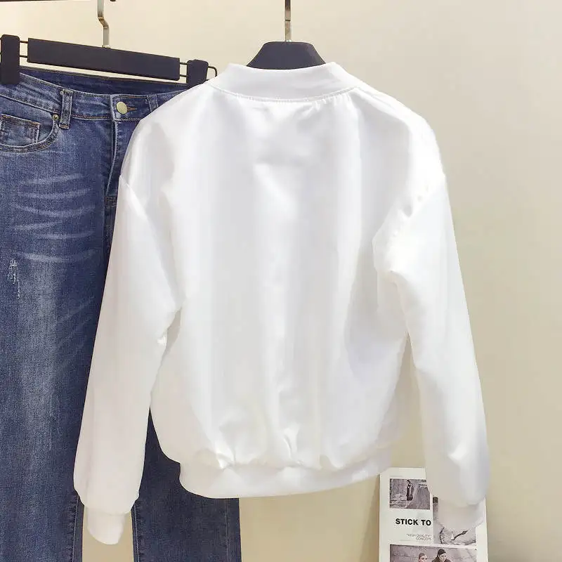 Plus Size 3XL Spring Jacket Women Black Floral Embroidery Bomber Jacket Women Basic Coats Baseball Uniform Womens Jackets C4254