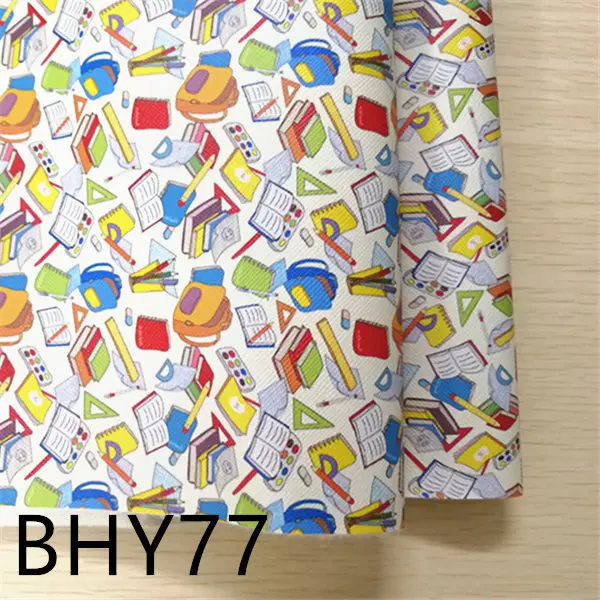 

Free shipping 7.6*12inch cartoon back to school print synthetic leather fabric for DIY accessories BHY74-78