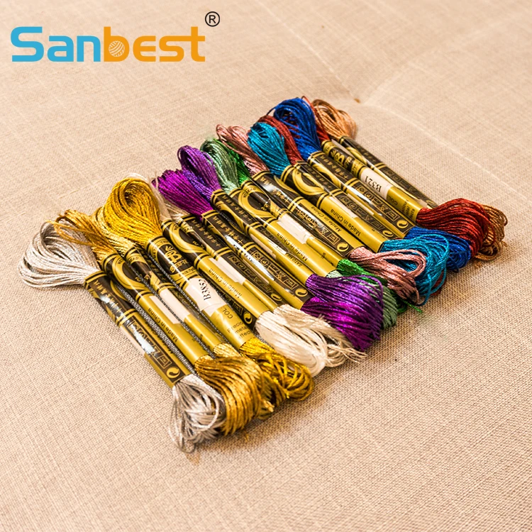 Sanbest Metallic Shiny Effect Cross Stitch Thread Embroidery Threads