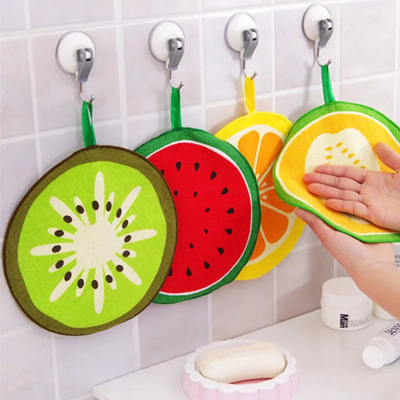 

1PC Cut Wipes Hanging Towel Quick-Dry Fruit Pattern Cartoon Kitchen Towel Cute Print Dish Cloth Wiping Napkin Kitchen Pad