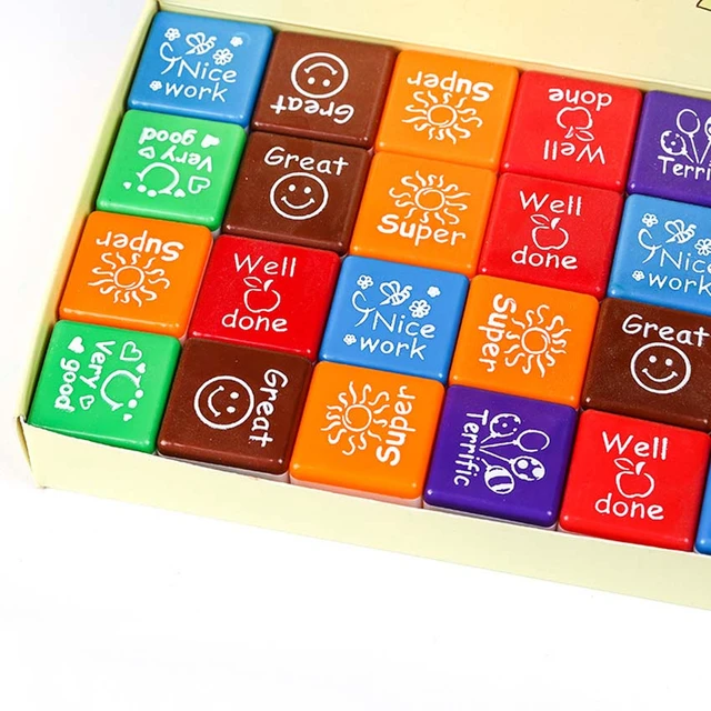 6Pcs/Set Cute Cartoon Kids Stamp Set Motivation Sticker School Scrapbooking  Stamp DIY Teachers Self Inking Praise Reward Stamps