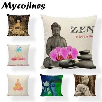 

Romantic Buddha Marble Lotus Butterfly Cushion Cover 43*43cm Baroque Geometric Elephant Home Living Room Couch Decor Pillowcase