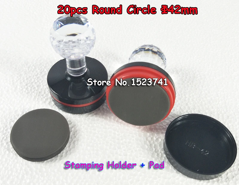 

20 pcs Round Circle Diameter 42mm Holder+Rubber Pad Photosensitive Portrait Flash Stamp Machine Selfinking Stamping Making Seal