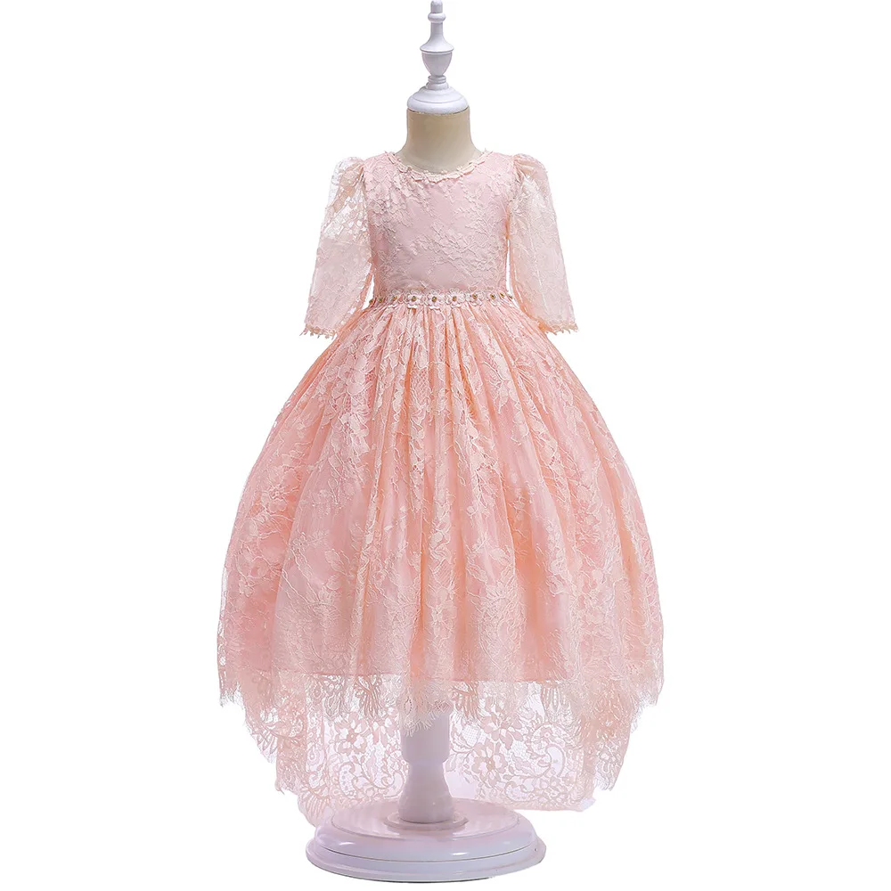 

Girl dress Christmas flower lace trailing kids dress for the girl princess autumn winter wedding party children tutu clothinghot