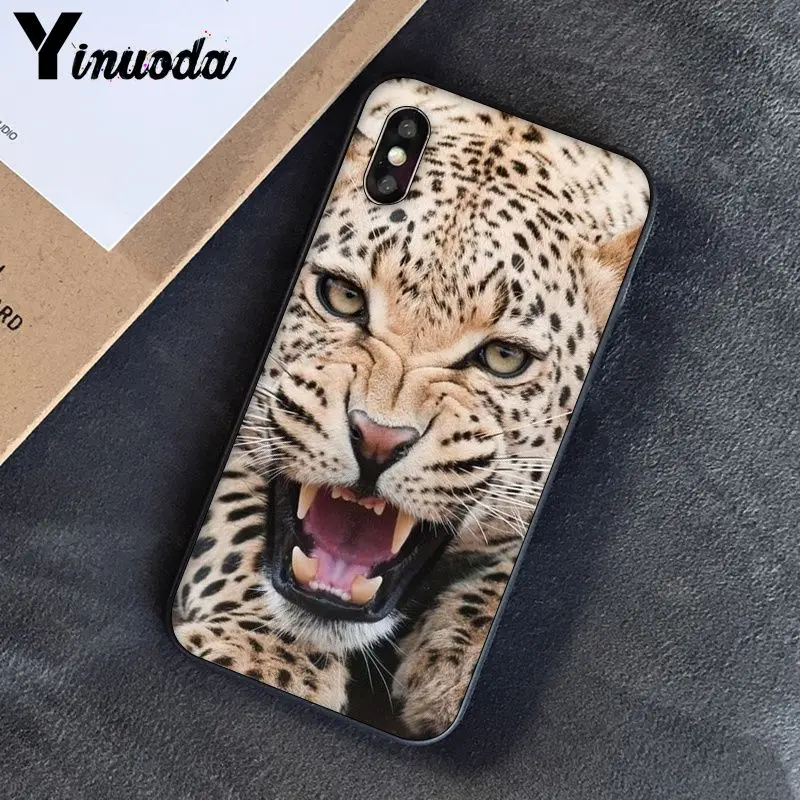 Yinuoda Lion tiger Модный милый животный черный чехол для телефона чехол для Apple iPhone 8 7 6 6S Plus X XS MAX 5 5S SE XR чехлы