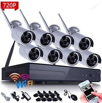 

8CH HD WI-FI NVR Security Wireless Network 720P 1MP Night Vision IP Surveillance Camera Security System Smartphone Scan QR Code