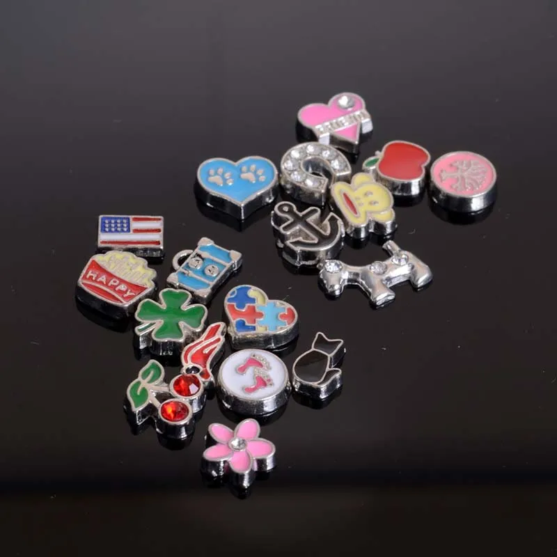 

Hot Selling 50pcs/lot Random Pattern Floating Charm Multicolor Sunshine Birthstone For Glass Living Memory Locket DIY