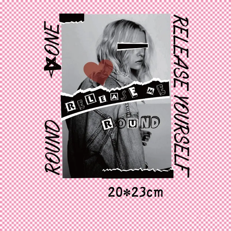 

20x23cm Fashion Girl Pattern Iron On Patches Stickers Washable Appliques A-level Heat Transfer For DIY T-shirt Accessory Clothes