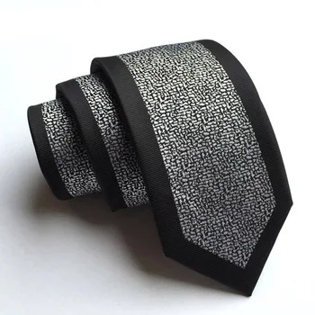 

6cm Unique Skinny Tie Fashion Panel Necktie Black Bordered Ties with Personality White