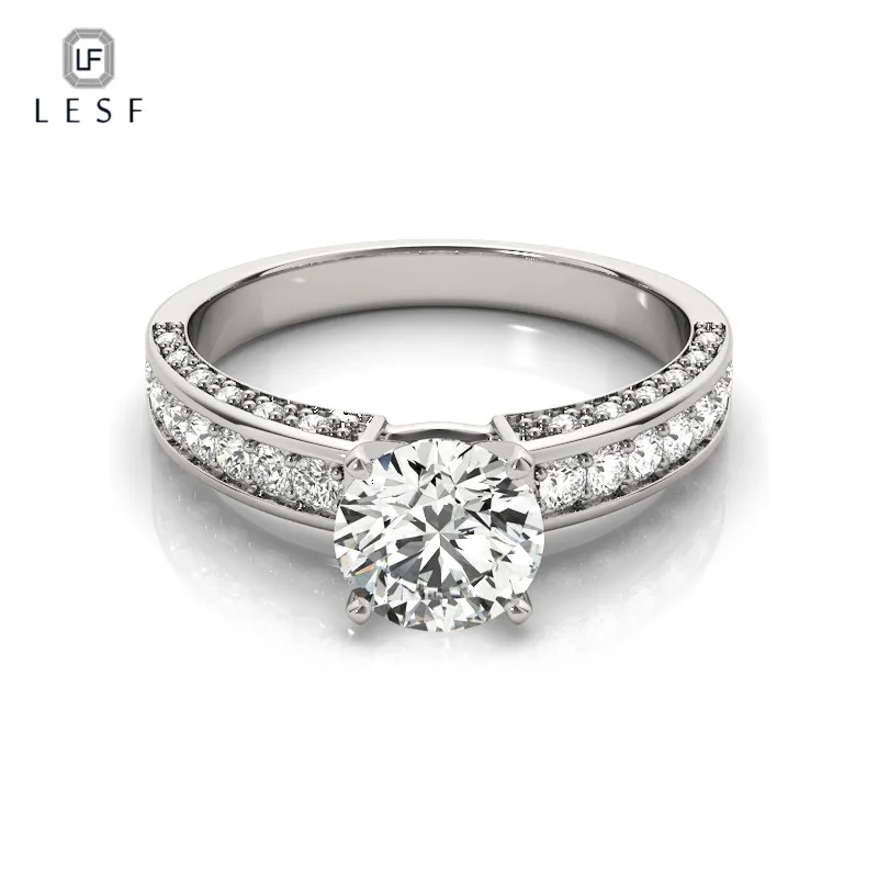 

LESF Luxury Round Cut Cubic Zircon Stone Ring 925 Sterling Silver Wedding Engagement Rings Women Fashion Jewelry customization