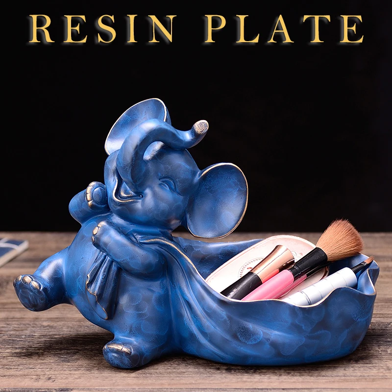 

European Resin Animal Sundries Cosmetics Storage Box Crafts Decoration Home Livingroom Creative Phone Key Elephant Box Ornaments