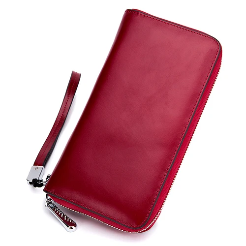 Wine Red COMFORSKIN Carteira Feminina Премиум масло воском кожа мульти-карты бит женские кошельки RFID большой емкости молнии кошелек для женщин - Color: Wine Red