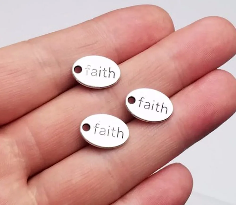 40pcs/lot 14x10mm, Antique silver Faith Letter charms,DIY supplies