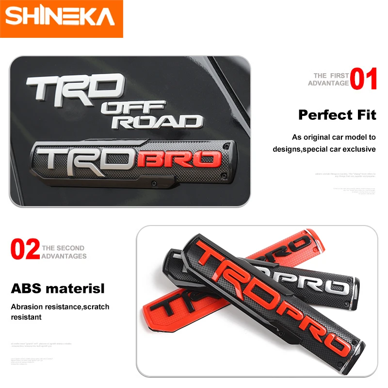 SHINEKA, автомобильные наклейки для Toyota+ ABS, автомобильные эмблемы TRD, наклейки на значок, аксессуары для автомобиля, аксессуары для Toyota, гоночный автомобиль, логотип
