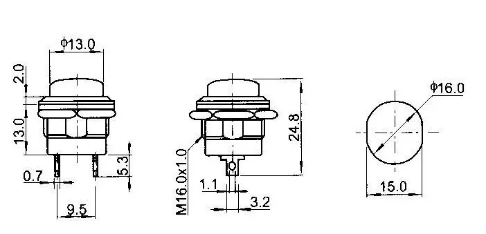 16 мм Мгновенный кнопочный переключатель R13-507