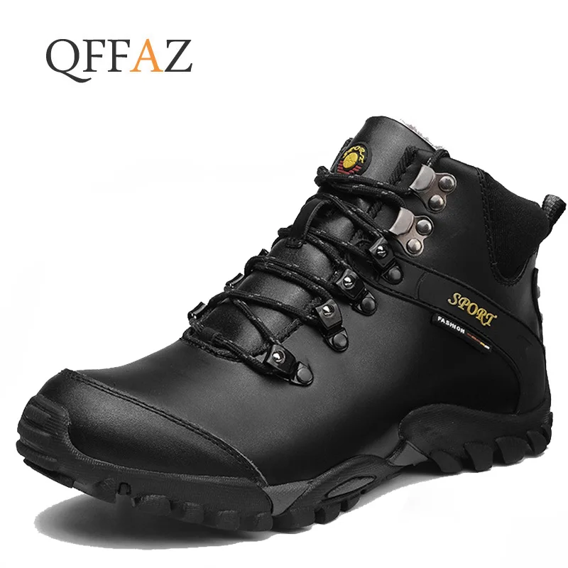 

QFFAZ Top Quality British Men Boots Spring Autumn Shoes Fashion lace up Boots Breathable Genuine Leather Male Boots