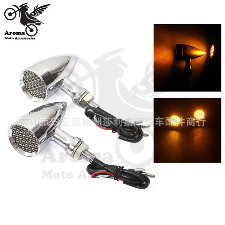 grid metal brand chrome silver motorbike indicator unviersal 10MM motorcycle LED moto turn signal light for harley sportster