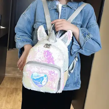 

2019 Hot Sale Women Sequins Backpack Cute Unicorn Schoolbag For Teenage Student Girls Satchel Female Packpack School Bag
