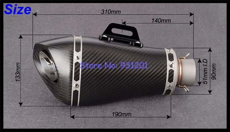 Entrada 51mm de Akrapovic tubo de Escape de carbono para S1000RR S1000R CBR650F CBR500 GSR750 GSXR1000 Z900 Z1000 etc