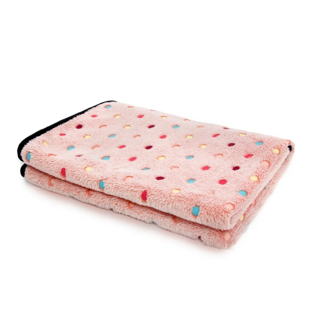 Коралловое бархатное одеяло в горошек для питомцев, новое хлопковое теплое одеяло для щенков, кошек, лап, высокое качество,, кремовый, розовый цвет