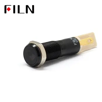 

FILN 8mm Car dashboard black shell Low beam marking C37 12v led indicator light with Solder foot