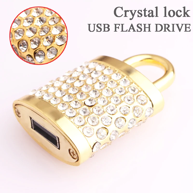 

Crystal Lock USB Flash Drive USB Stick USB 2.0 PenDrive 4G 8G Flash Card 16G 32G Pen Drive USB Flash Memory Stick Flash Stick