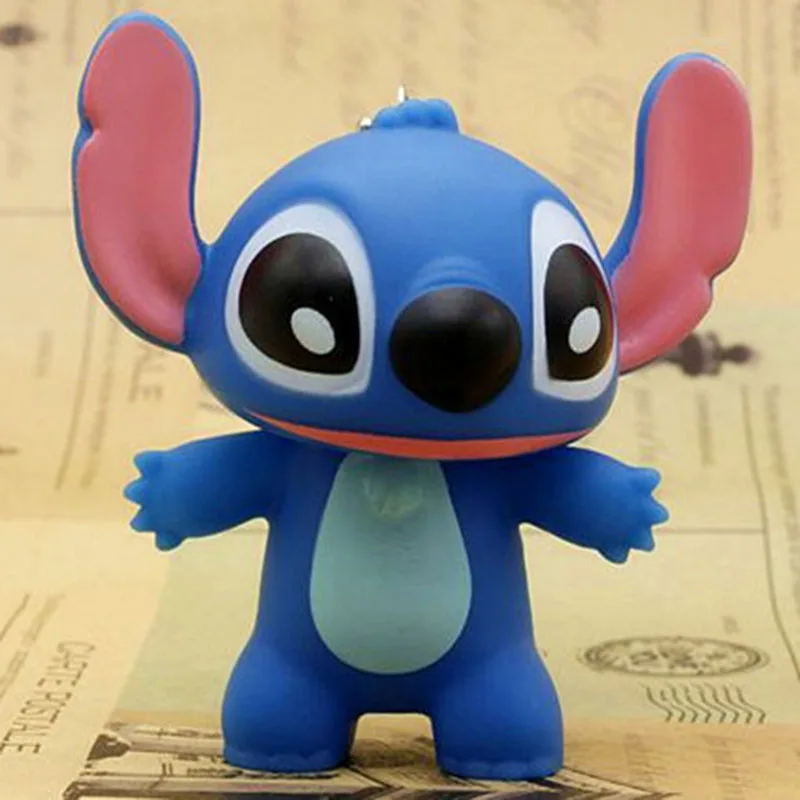 2017 New Arrival Lilo Stitch Keychain Toys Cute Blue Stitch Action Figure Toys Bag Phone Key Pendants Dolls 1pc 8cm (2)