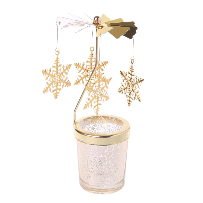Рождественский вращающийся спиннинг карусель чайный светильник подсвечник центр домашнего декора подарки - Цвет: S