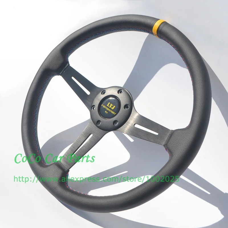 Universal 370mm Racing Car Steering Wheel 14.5 Inch Sport Leather
