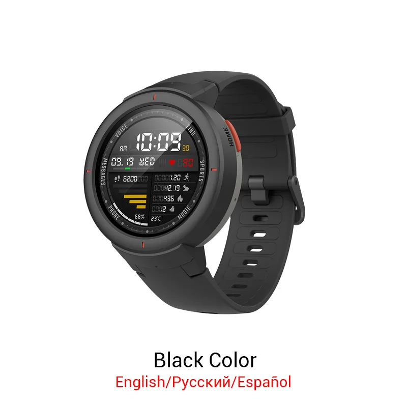 Умные спортивные часы Amazfit Verge с английским/испанским/русским экраном 1," AMOLED экран часы IP68 микрофон динамик телефонный звонок умные часы - Цвет: Black