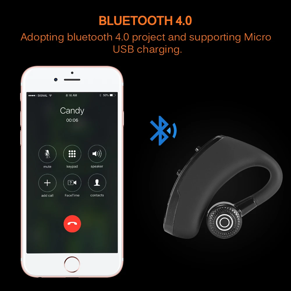 Универсальные беспроводные стерео наушники с громкой связью V4.0, Bluetooth, деловые наушники для телефона, bluetooth-гарнитура для автомобиля, наушники с громкой связью