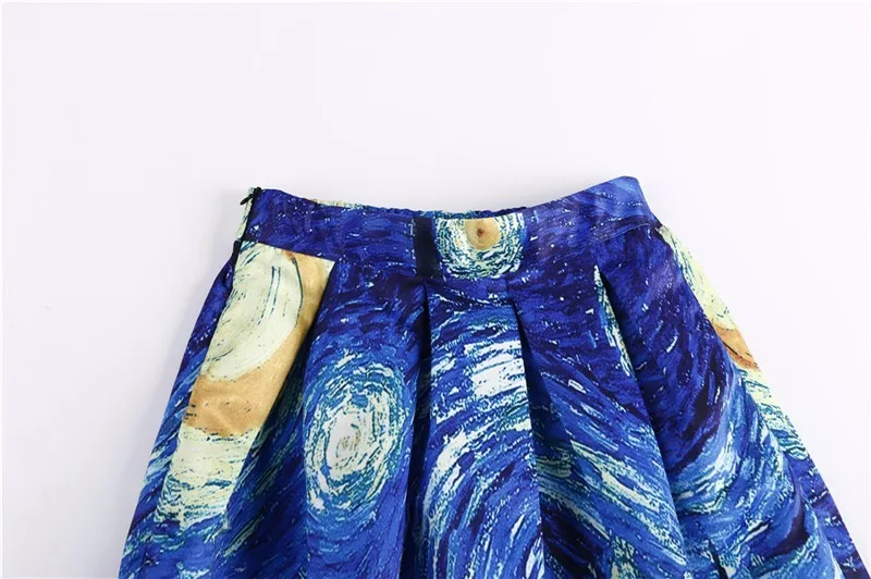 Женские макси юбки Ван Гог звездное небо картина маслом 3D цифровая печать Высокая талия юбка рокабилли пачка Ретро Пышная юбка SP003