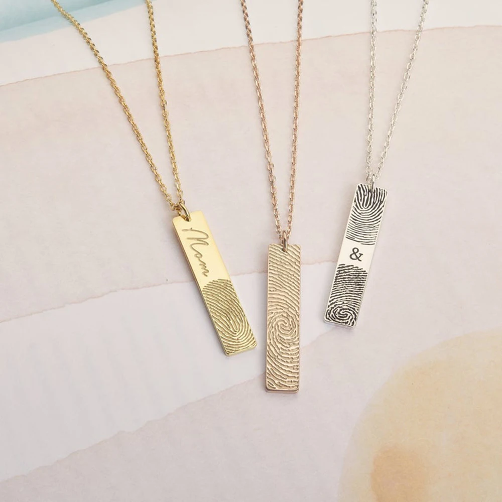 

FYW New Mom Baby Necklace Baby Thumbprint Fingerprint Necklace Personazlied Bar Necklaces Jewelry For Women