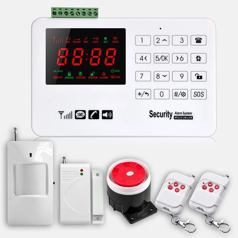 GSM беспроводная домашняя бизнес Охранная сигнализация детектор движения PIR датчик дыма - Цвет: Set B