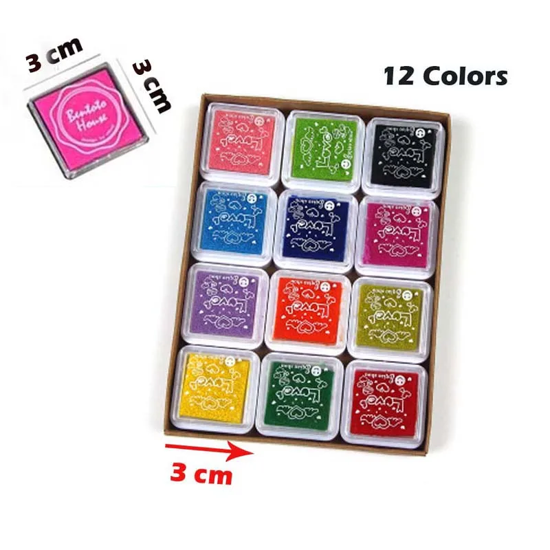 20Colors DIY Scrapbooking Vintage Crafts Ink Pad Colorful Rubber Stamps Finger Painting Inkpad Non-Toxic Baby Safe - Цвет: 12 colors inkpad