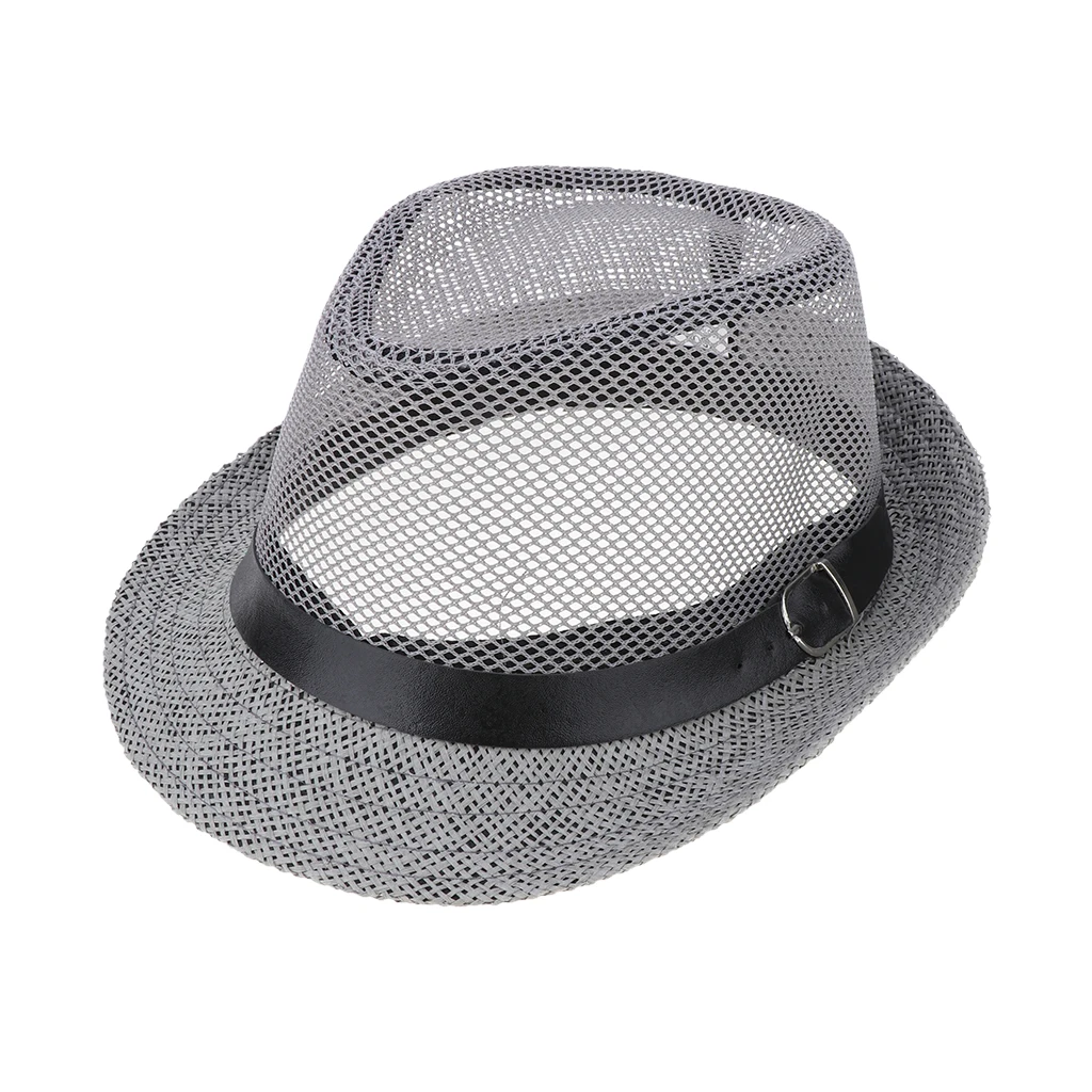 Men Women Linen Fedora Panama Hat Classic Straw Short Brim Beach Sun Hat Church Net Jazz Fishing Cap