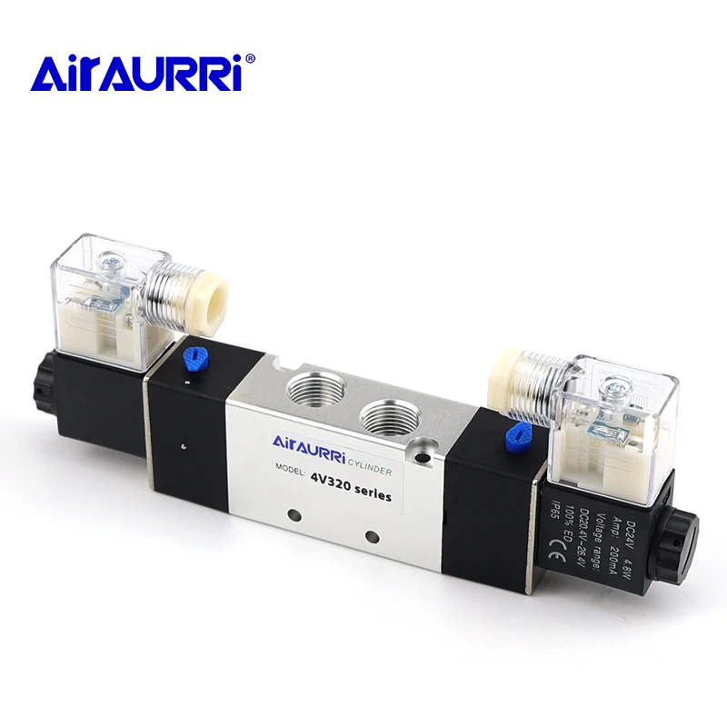 

4V320-08 / 4V320-102 5 way DC 12V 24V 110V 220V 3/8" BSPT pneumatic solenoid valve