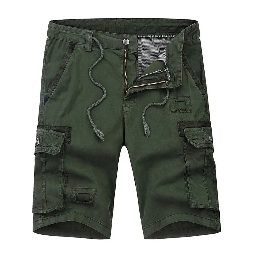 Cargo Shorts Men Cool Army Green Summer Work Trouser Cotton Casual Men