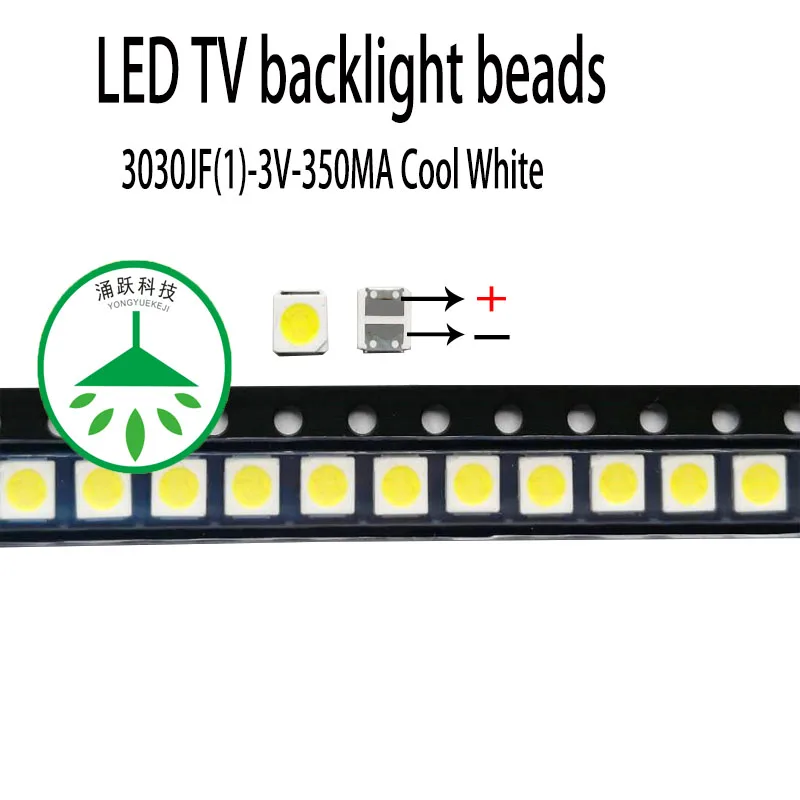 100 шт/партия светодиод smd высокой мощности 3030jf 3v 350ma 1w лампы бусины холодный белый для ремонта ЖК-телевизор ЖК-дисплей подсветка бар Горячая