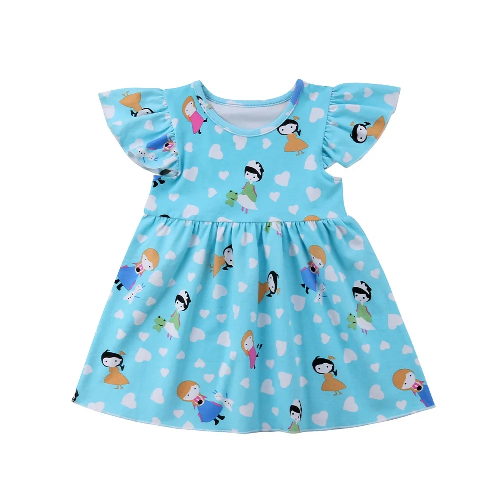 2018 New Summer Infant Kids Baby Girls Animal Flying Sleeve O-Neck Cartoon Dress Outfit Tutu Dresses A-Line Casual Clothes 6M-5Y | Детская