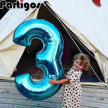 Gigante tamaño 40 y 42 pulgadas azul/Rosa gran número de globos de papel de aluminio 0-9 cumpleaños boda fiesta de compromiso decoración Globos niños bola suministros(China)