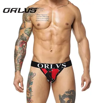 

ORLVS 2018 Brand Men Underwear Sexy Cotton Jockstrap Men Briefs Panties Underpants Gay Men Underwear Thong & G String OS74