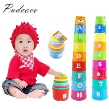 Pudcoco бренд ребенок играть Обучающие буквы сваи складывающиеся чашки подарок
