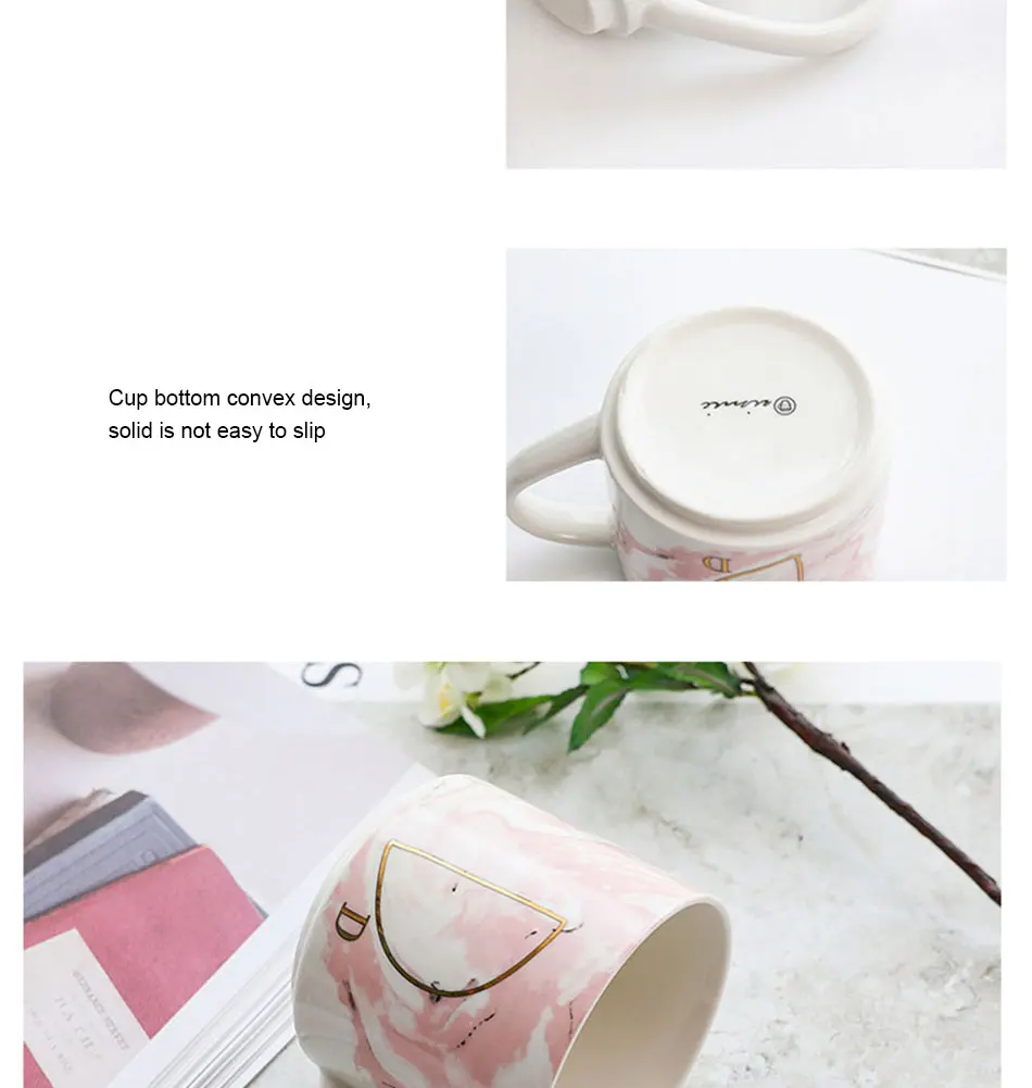 Lovely Marble Ceramic Mugs Gold Plating Letter Couple Lover's Gift Morning Mug Milk Coffee Tea Breakfast Unique Porcelain Cup (5)