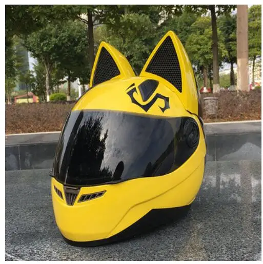 

2019 for NITRINOS Motorcycle helmet four seasons hard hat male ladies motorcycle racing car cat ear helmet