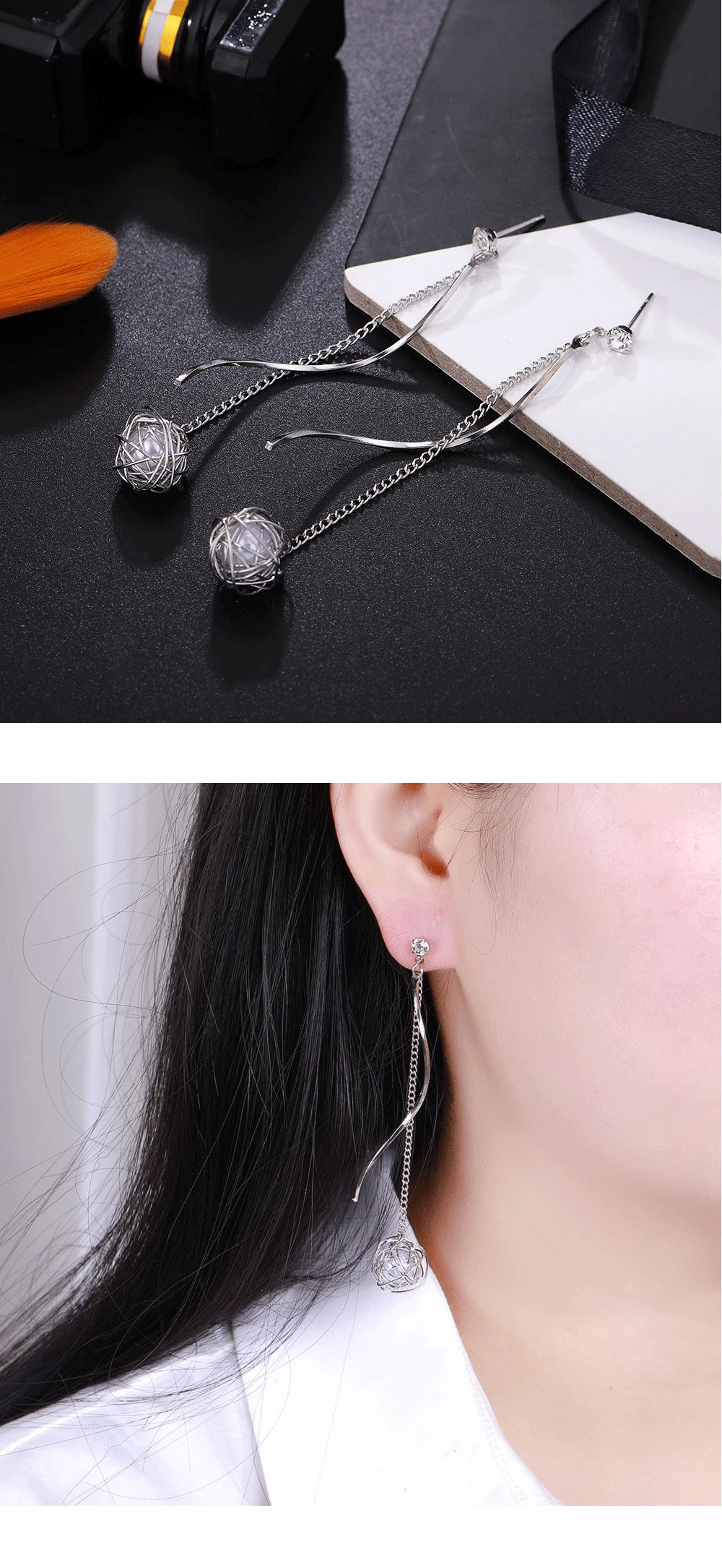 HanCheng новые модные Висячие серебряные спиральные длинные серьги Стразы круглые Висячие серьги для женщин ювелирные изделия brincos bijoux